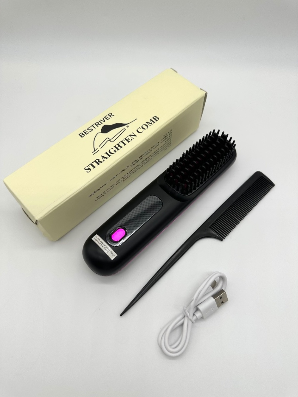 BESTRIVER Portable Cordless Hair Straightening Comb USB Rechargeable Brand New